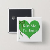 Kiss me Im Irish Vierkante Button 5,1 Cm (Voorkant /achterkant)