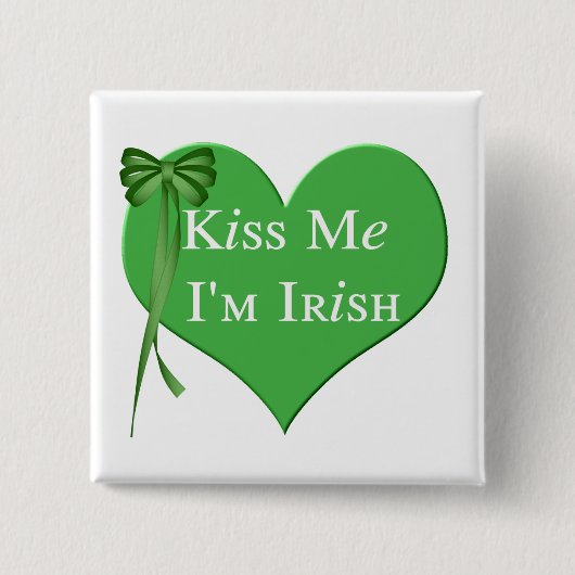 Kiss me Im Irish Vierkante Button 5,1 Cm (Voorkant)