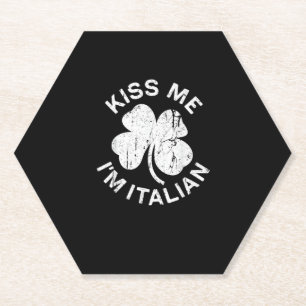 Kiss Me I'm Italian T-Shirt Saint Patrick Day Shir Kartonnen Onderzetters