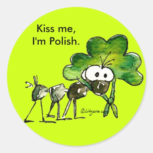 Kiss Me Je suis Polonais Sticker Shamrock (Devant)