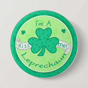 Kiss Me - Je suis un badge Leprechaun Button