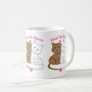 Kiss me Meow- Cute Cat Couple Design Koffiemok