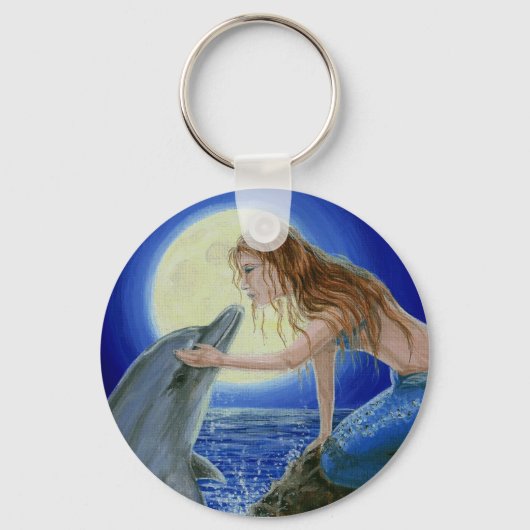 Kiss Me Mermaid en Dolphin Fantasy sleutelhanger (Voorkant)