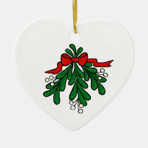 Kiss me Morse Code Mistletoe Xmas Ornament