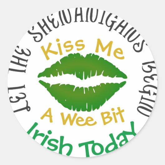 Kiss Me Shenanigans St Patricks Stickers (Voorkant)