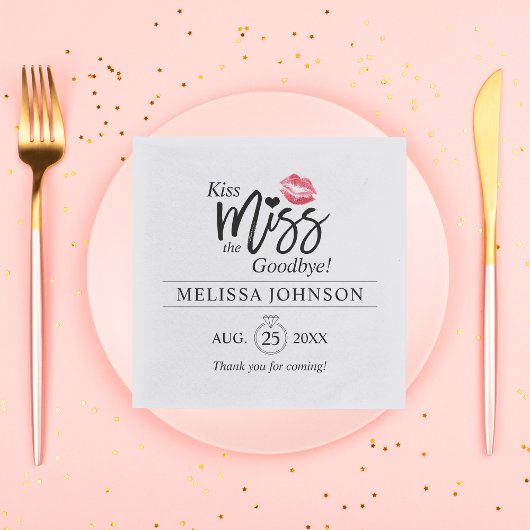 Kiss Miss Goodbye Ring Vrijgezellenfeest Bachelore Servet