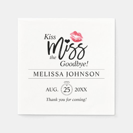 Kiss Miss Goodbye Ring Vrijgezellenfeest Bachelore Servet (Voorkant)
