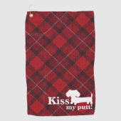 Kiss My Putt Cheeky Dachshund Plaid Golf Serviette (Devant)