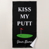Kiss My Putt grappige golfhanddoek voor golfer Strandlaken (Voorkant)