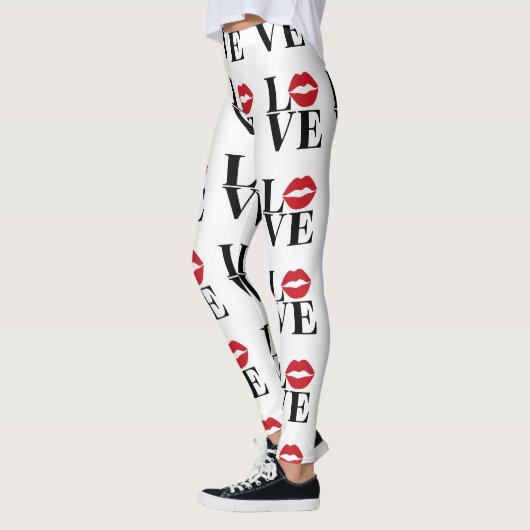 Kiss of Love Modern Red Lips Leggings (Gauche)
