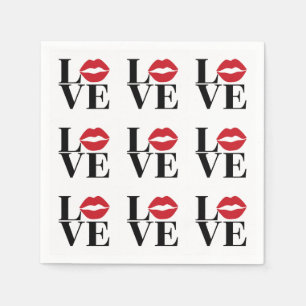 Kiss of Love Moderne Rode Lippen Papieren Servette Servet
