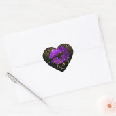 Kiss Paars en Glitter Lips Hart Sticker (Envelop)