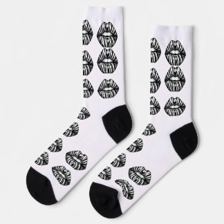 Kiss Pattern Crew Socks –  Lips Design for Women Sokken