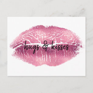Kiss Pink Lips gepersonaliseerd citaat Briefkaart