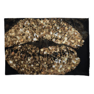 Kiss print: gouden shimmer . kussensloop