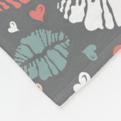 Kiss-printer en -hartpatroon fleece deken (Hoek)