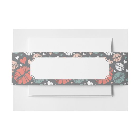 Kiss-printer en -hartpatroon uitnodigingen wikkel (Voorkant Voorbeeld)