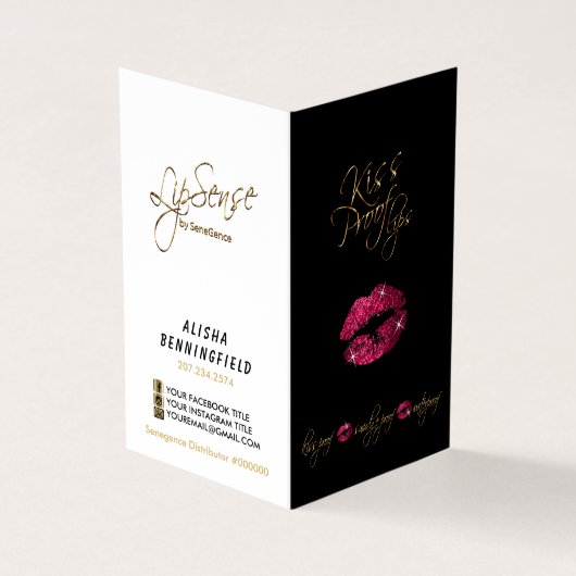 Kiss Proof Hot Pink Lips en Black Instructies Visitekaartjes (Buitenkant)