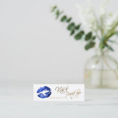 Kiss Proof Lips 2 - Blue Glitter Mini Visitekaartje (Staand voorkant)