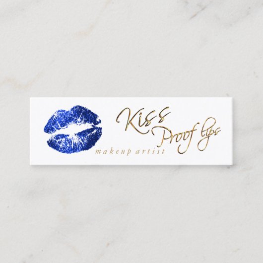 Kiss Proof Lips 2 - Blue Glitter Mini Visitekaartje (Voorkant)
