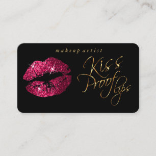 Kiss Proof Lips - Hot Pink Glitter en Gold Visitekaartje
