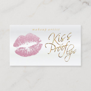 Kiss Proof Lips - Roze Glitter en Elegant Gold 2 Visitekaartje