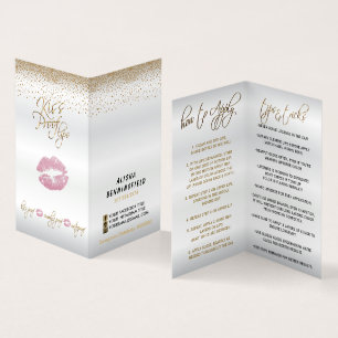 Kiss Proof Pink Lips en Gold Lip Instructies Visitekaartjes