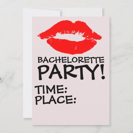 KISS RED LIPS BACHELORETTE INVITATIONS DU PARTI (Devant)