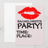 KISS RED LIPS BACHELORETTE INVITATIONS DU PARTI (Devant / Derrière)