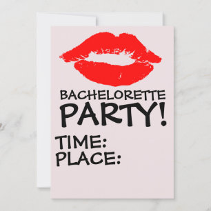 KISS RED LIPS BACHELORETTE INVITATIONS DU PARTI