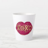 Kiss Red Lips Gold Glitter XOXO Latte Mok (Voorkant)