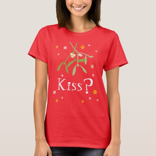 Kiss? Roodmaretak kerstt-shirt T-shirt (Voorkant)