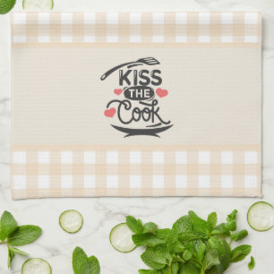 Kiss the Cook beroemd gemaakt door Cream Gingham P Theedoek