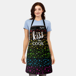 Kiss The Cook Food Chef Kitchen BBQ Baker Glitter Schort