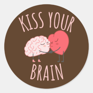 Kiss Your Brain Lover Heart Teacher Ronde Sticker