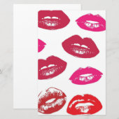 Kissbare lips (zogende lips, rode en roze lipstick briefpapier (Voorkant / Achterkant)