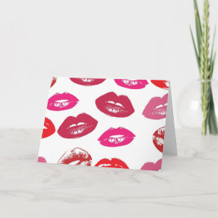 Kissbare lips (zogende lips, rode en roze lipstick kaart