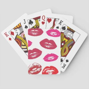 Kissbare lips (zogende lips, rode en roze lipstick pokerkaarten