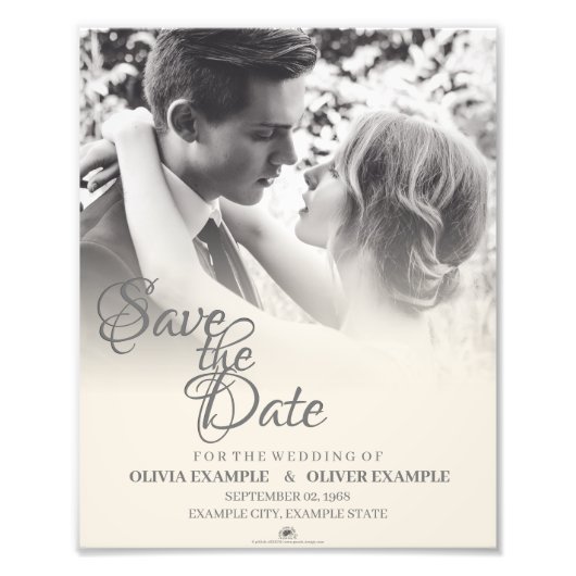Kissend bruiloft in monochroom foto afdruk (Voorkant)