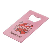 Kissend Comic Sound Effect Kredietkaart Flessenopener (Voorkant Gekanteld)