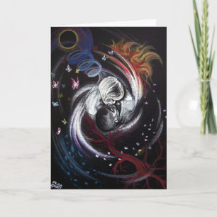 Kissend stel Yin Yang Love Surreal-tekenkunst Kaart