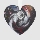 Kissend stel Yin Yang Love Surreal-tekenkunst Ornament (achterkant)