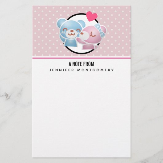 Kissende Beren Cute en Kawaii Briefpapier (Voorkant)