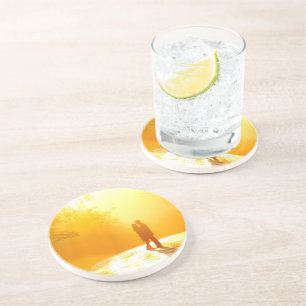 Kissende Couple in het zonlicht Zandsteen Onderzetter