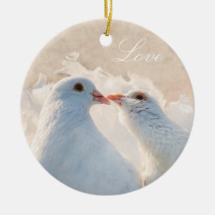 Kissende Doves - Liefde Keramisch Ornament