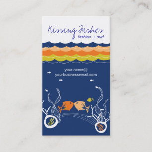 Kissende Fishes Corals Waves Ocean Zee Blue Summer Visitekaartje