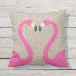 Kissende Flamingos Burlap Linen Pillow Buitenkussen