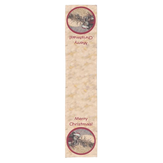 Kissende Santa en Moose Table Runner Korte Tafelloper (Voorkant)