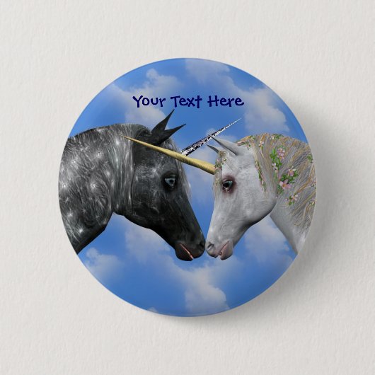 Kissende Unicorns Fantasy Button (Voorkant)