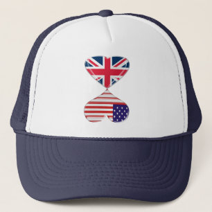 Kissende USA en UK Hearts Flags Art Trucker Pet